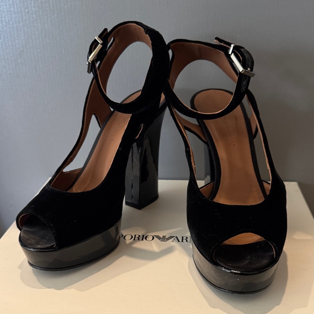 Emporio Armani Black Platform Heels